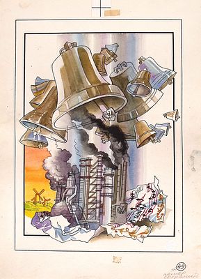 Бойко Г.Н, Шалито И.Н. Колокол. Оригинал иллюстрации к альманаху &laquo;Эврика – 87&raquo; (М.: Молодая 