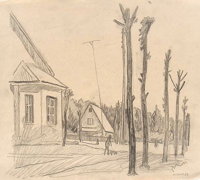 Вакидин В.Н. Дорохово. 1969. Бумага, графитный карандаш. Лист 30,3х22 см. В правом нижнем углу: 