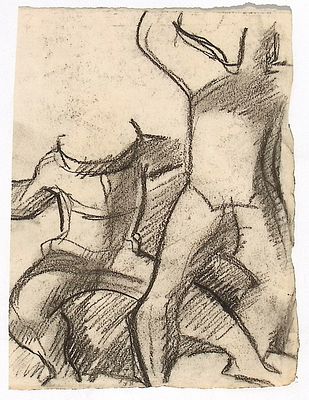 Дувидов В.А. Фехтовальщики. 1970-е гг. Бумага, уголь. Лист 20х14,5 см. От наследников художника. 