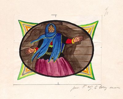 Дувидов В.А. Старуха. Оригинал иллюстрации к книге А. Ахундовой "Все про Лиса". Азерб. нар. 