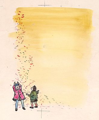 Зусман Л.П. А скажешь слово "Листопад" — И листья падают, Летят. Оригинал иллюстрации к книге 