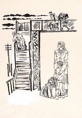 Иванов Ю.В. На переходе. Оригинал иллюстрации к книге Р. Добровенского "Град мой Китеж" [Текст] 