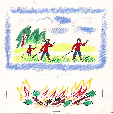 Калаушин Б.М. Косари. Оригинал иллюстрации к книге "Во сыром бору". Русские народные песни 