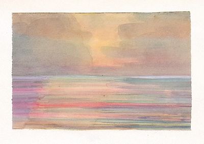 Кафенгауз Т.А. Розовый закат. 1953 г. Бумага, акварель, белила. Лист 12,3х18 см на бумажной 