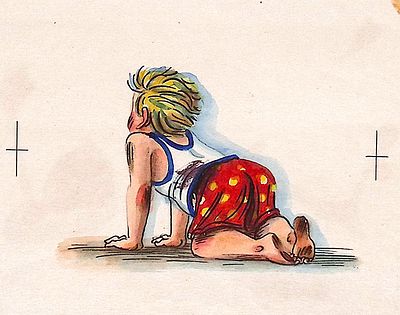 Кириллов В.И. На коленках. Оригинал иллюстрации к книге Chukovsky Kornei - Wonder Tales. 