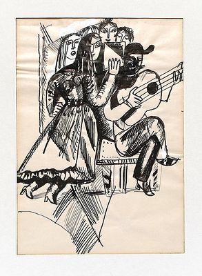 Клячко М.П. Песня. 1960-е гг. Бумага, тушь. Лист в паспарту, окно 29х20 см. Клячко Марк 