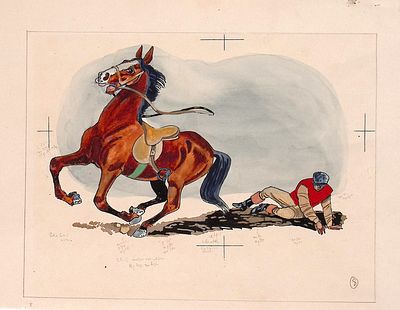 Козлов Г.Ф. Падение. Оригинал иллюстрации к книге Ю. Сбитнева "Зайчик". М. - Малыш, 1972 г. 