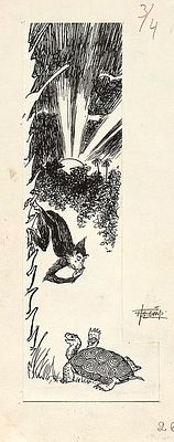 Колганов В.Д. Черепаха и обезьяна. Иллюстрация к книге А. Заходера "Кто на кого похож" 1960 
