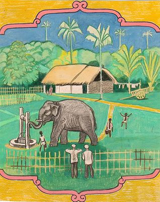 Копейко Ю.В. Слон. Оригинал иллюстрации к детской книге. 1970-е гг. Бумага, акварель, гуашь 