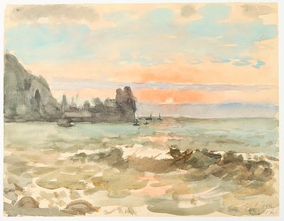 Коровина (Замышляева) А.П. Крым. 1957 г. Бумага, акварель. Лист 31,5х41,5 см на бумажной 