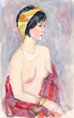 Корчемкин Л.Н. Женский портрет. 1960-70-е гг. Бумага, акварель. Лист 56х36 см. Корчемкин Лев 