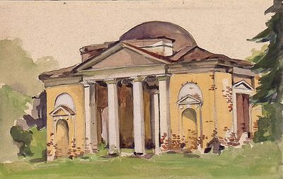 Котов Б.А. Старая усадьба. 1910-е гг. Бумага, акварель. Лист 17,2х26,8 см. Котов Борис 