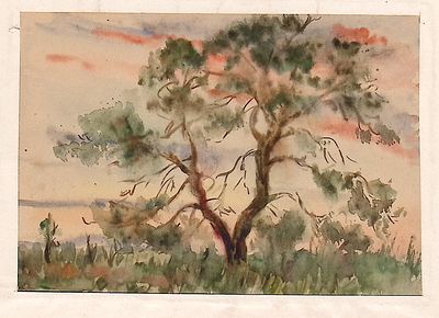 Лагутин С.Я. Подмосковный пейзаж. 1940-50-е гг. Бумага, акварель. Лист в паспарту, окно 14х19,5 см.