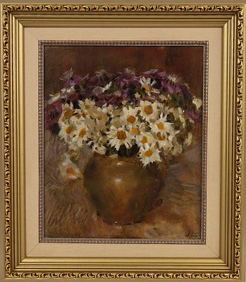 Лебедев Ф.С. Полевой букет. 1968. Бумага, гуашь, белила, 39,5х49,5 см. Авторская подпись в 