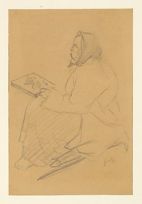 Мусатов Г.А. Странница с иконой. 1920-е. Бумага, карандаш, 21,5х14,7 см. Авторская подпись в 