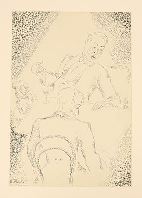 Мусатов Г.А. Сцена за столом. Иллюстрация к М.Ф. Достоевскому "Униженные и оскорбленные". Прага 