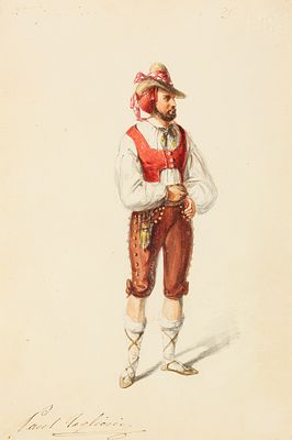 Неизвестный художник. Поль Тальони. Европа. 1830-1840-е гг. Бумага, карандаш, акварель, золото 