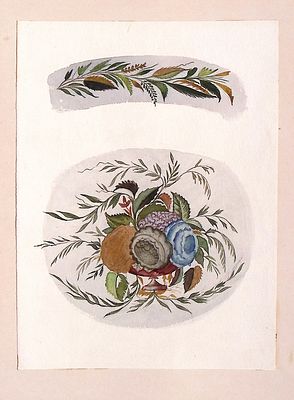 Неизвестный художник. Фрагмент росписи чайного сервиза. Авт. С. Чехонин. 1950-е гг. Бумага 