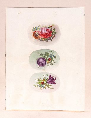 Неизвестный художник. Фрагменты росписи русского фарфора. Завод Гарднера. 1950-е гг. Бумага 