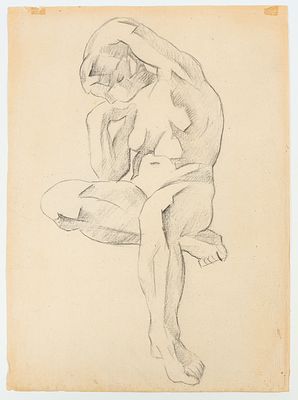 Нивинский И.И. Обнаженная. 1910-е гг. Бумага, карандаш, сангина. Лист 34х25 см. Пожелтения 