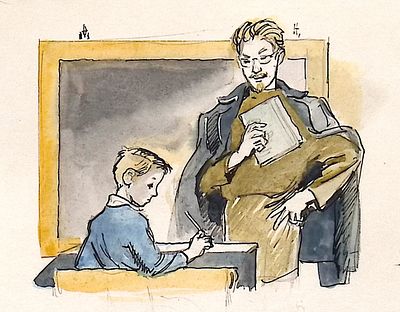 Носкович Н.А. В классе. Вариант иллюстрации к книге А.Н. Толстого "Детство Никиты". 