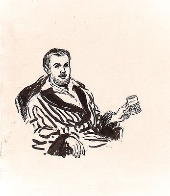 Носкович Н.А. Как я тонул. Оригинал иллюстрации к книге А.Н. Толстого "Детство Никиты" 