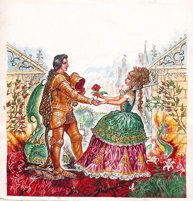 Плаксин А.С. Освобождение принцессы. Оригинал иллюстрации. 1990-2000-е гг. Бумага, акварель. 