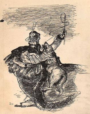 Рудаков М.З. В санях. Вариант иллюстрации к рассказу Л.Н. Толстого "После бала". 1950-60-е гг. 