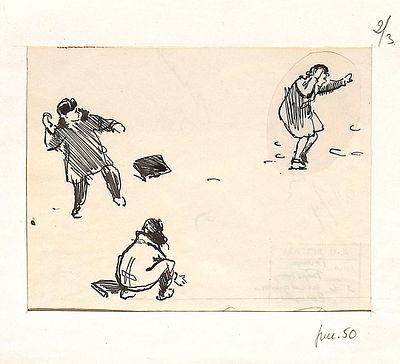 Спицын С.Н. Игра в снежки. Оригинал иллюстрации к повести Юрия Томина "Борька, я и невидимка". 