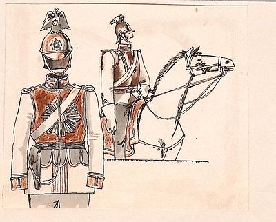 Цикота В.И. Военные. Иллюстрация к журналу "Костер" 1980-е гг.. Бумага, акварель, тушь, перо. 