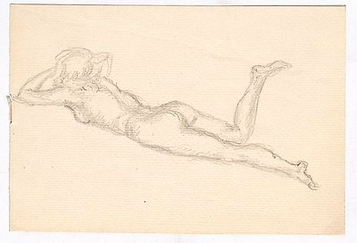 Чайков И.М. Лежащая обнаженная с поднятой ногой, на обороте обнаженная, лежащая со спины. 