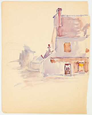 Якунчикова-Вебер М.В. Дома. 1890-е. Бумага, карандаш, акварель, 21,8х17,2 см. От наследников 