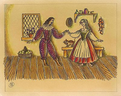 Авакян Э.В. Приглашение. Оригинал кадра к диафильму "Король и садовник" (Чешская сказка), 1992 