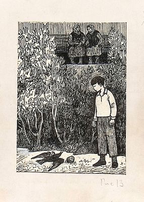 Андреев О.А. Птица. Оригинал иллюстрации к книге М. Мураталиева "Теплота", Москва : Дет. лит. 