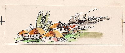 Аникин Б.А. Горящее село. Концовка к книге В. Суслова "Шла гражданская война". Ленинград; 