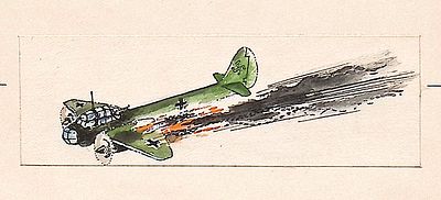 Аникин Б.А. Подбитый немецкий самолет. Заставка к книге В. Суслова "Шла гражданская война". 