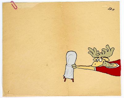 [Анимация]. Гурьев А.А. Олень со стулом. Фаза движения. Целлулоид, тушь, заливочная краска. 