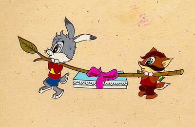 [Анимация]. Колюшева Т., Атаманова А, Монетова З. (Художники). Зайчонок и барсучонок с 