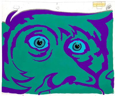 [Анимация]. Неизвестный художник. Глаза на зеленом лице. Фаза движения. Целлулоид, тушь 