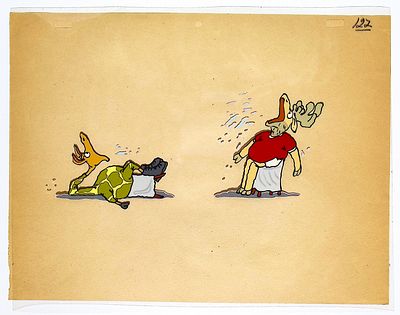 [Анимация]. Неизвестный художник. Два персонажа на стульях. Фаза движения. Целлулоид, тушь 