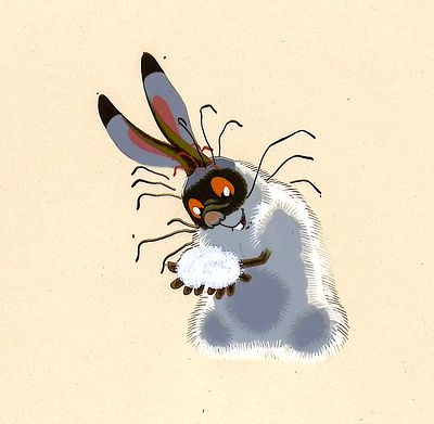 [Анимация]. Неизвестный художник. Заяц со снежком. Фаза движения. Целлулоид, тушь, заливочная 