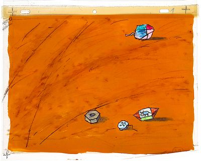 [Анимация]. Неизвестный художник. Разное на полу. Фаза движения. Целлулоид, тушь, заливочная 