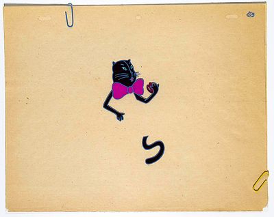 [Анимация]. Петров П.И. Голова и хвост кота. Фаза движения. Целлулоид, тушь, заливочная краска. 