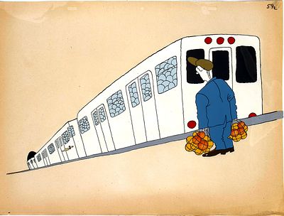 [Анимация]. Фёдорова Е.Ю. В метро. Фаза движения. Целлулоид, тушь, заливочная краска. Лист 