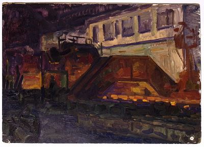 Аврутис Х.А. Прокатный цех. 1959 г. Картон, масло, 35х48,5 см. Аврутис Хаим Абрамович 