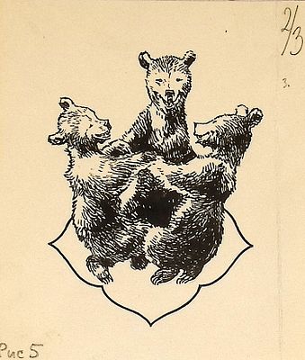 Адрианов С.В. Три медвежонка. Оригинал иллюстрации к книге Б. Шинкуба "Медвежья пляска". Москва 