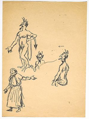 Аксельрод М.М. Бес. 1940-50-е гг. Бумага, тушь. Лист 28,5х20 см. Аксельрод Меер Моисеевич (1902 