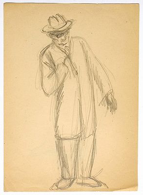 Аксельрод М.М. Мужчина в шляпе. 1940-50-е гг. Бумага, карандаш. Лист 28,5х20 см. Аксельрод Меер 