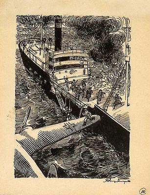 Алякринский П.А. По крылу самолета. Оригинал иллюстрации к книге Н. Шпанова "Тайна профессора 