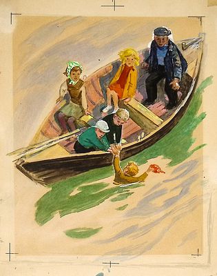 Асеев П.П. На лодке. Оригинал иллюстрации к книге В. Бороздина "Медовые камешки". Москва : 